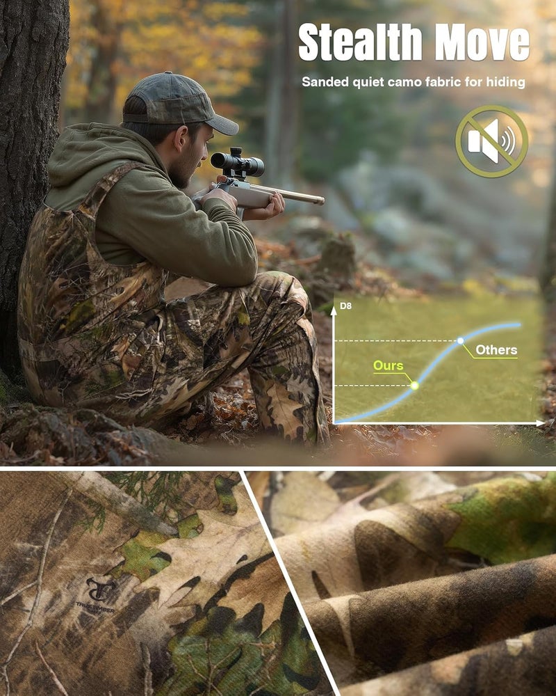 Hisea Insulated Camo Overalls for Men, Winter Water Resistant Hunting Bib Overalls with Pockets for Cold Weather - Image 2